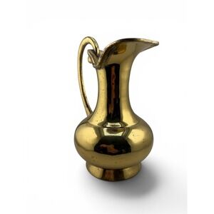 Vintage Solid Brass Pitcher Vase 7.5" x 7" Heavy
